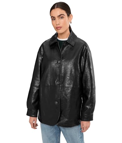 Levi's Women's Relaxed Fit Faux Leather Blazer, Black, Medium