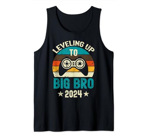 Leveling Up To Big Brother 2024 Funny Gamer Vintage Big Bro Tank Top