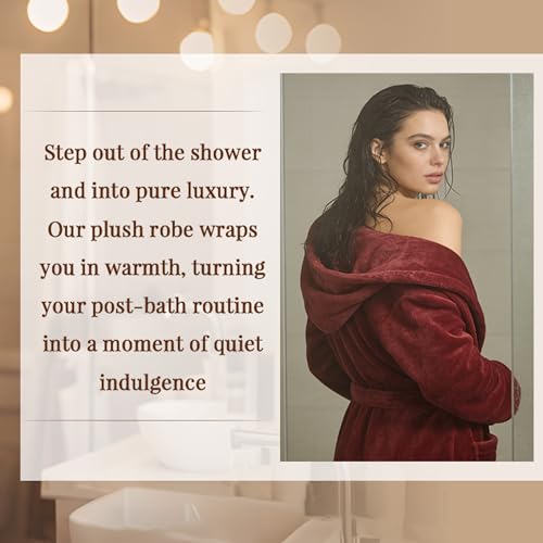 Image of HEARTNICE Womens Hooded Fleece Robe, Soft Bathrobe for Womens, Cute Long House Coat
