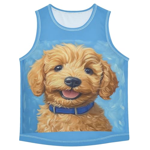 Golden Puppy Blue Boys Tank Tops Quik Dry Toddler Tank Top Undershirts T-Shirts for Kids,3T
