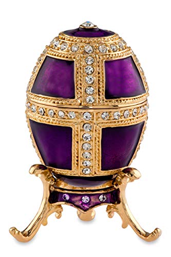 Brillibrum Joyero de diseño con forma de huevo chapado en oro, esmaltado, chapado en oro, caja para joyas hecha a mano, color lila - S: 5,5 x 3,8 cm (alto x diámetro))