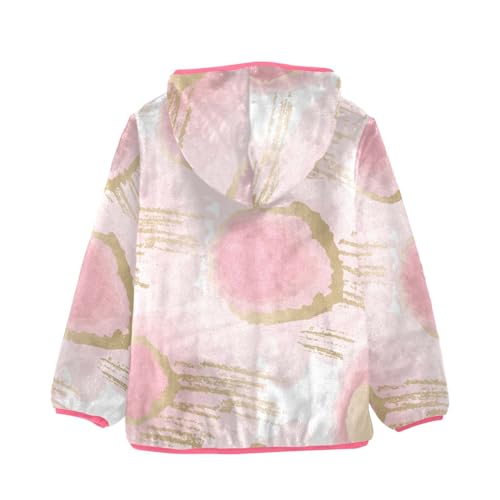 OTVEE Pink Gold Feather Dot Kids Hoodie Jacket Fall Spring Full Zip Warm Outwear Coat2