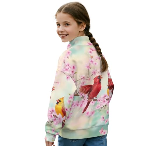 Image of AmzPrint Girls Graphic Quarter Zip Coat Long Sleeve Lightweight Oversized Athletic Running Hoodies For Kids Teen Girls