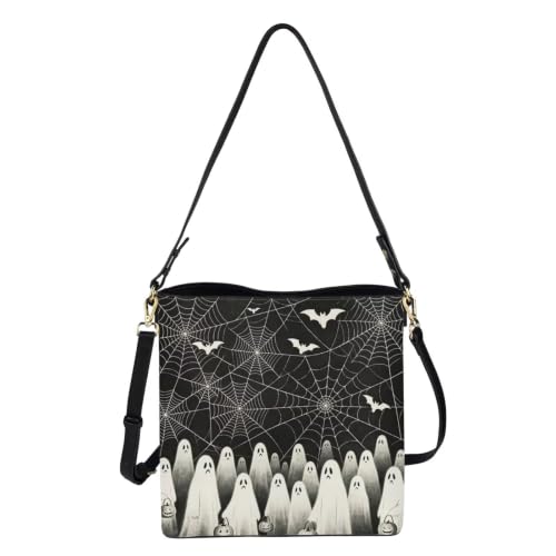 Image of HUGS IDEA Boho Bags for Women Leather Handbag Shoulder Bucket Crossbody Purse