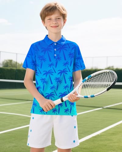 Image of Boys Polo Shirt Golf Short Sleeve Performance Dry Fit Stretch School Uniform Shirts for Boys 7-14 Years