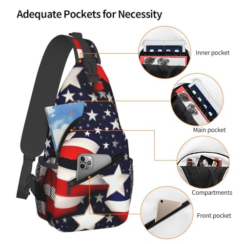 Mochila cruzada casual con estampado bandera de EE.UU. miniatura 4