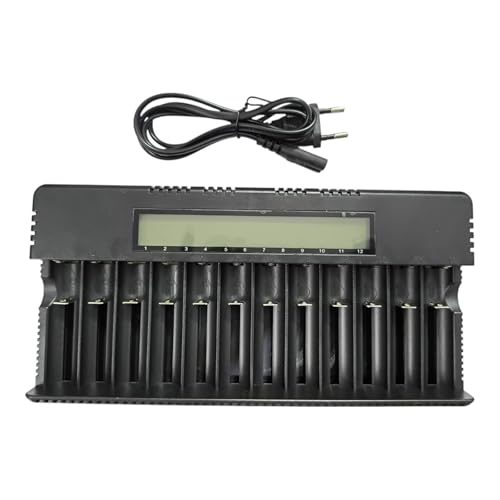 Image of METAPOD 12 Slot Battery Charger with LCD Display | HD-8994A Fast Charging 6400mA | Supports 18650, 26650, 21700, AA, AAA NiMH NiCd Li-ion Batteries | Smart Multi-Bay Charger