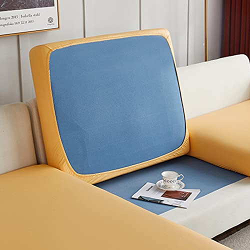 PUレザーソファシートクッションカバー、ストレッチスリップカバー交換用、個別のクッション用ソファカバー(イエロー、背もたれカバー)