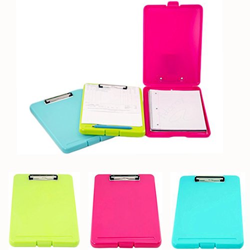 Adorox Set of 3 Letter Size Slim-case Storage Clipboard Teal Pink Neon Green Plastic Storage Clipboard for Students, Teachers, Sales, Utility, Industrial, Office Professional (Multicolored)