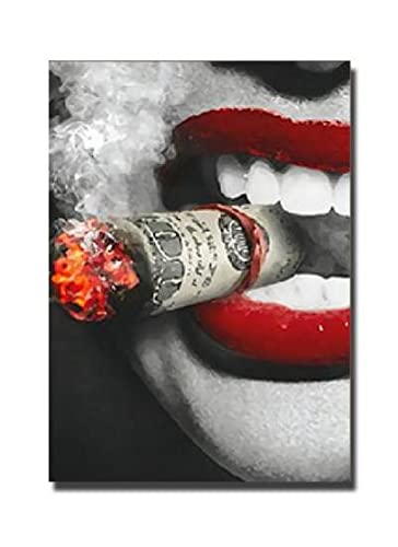 Serie de labios rojos: 【Lujo】-Núcleo de pintura en aerosol moderno a la moda, labios rojos sexys, estilo nórdico, decoración de habitación, pintura de pared, pintura de pared, juego de 3 (16 x 3