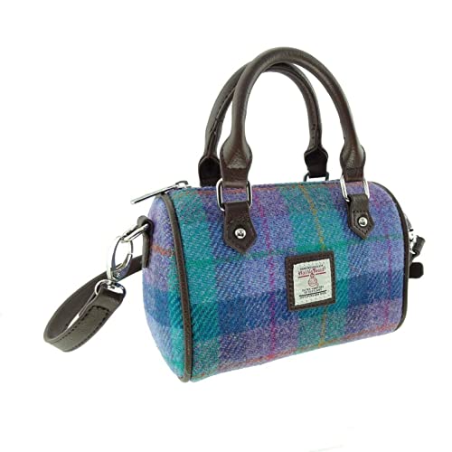 Glen Appin Harris Tweed 'Kilbride' Mini Bowling Tote Bag (Colour 79 Turquoise Check)