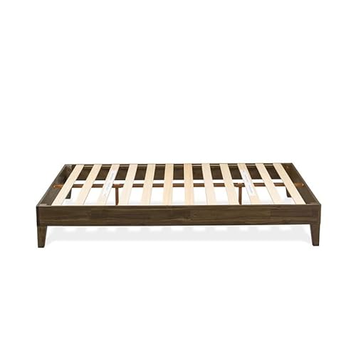 East West Furniture Nvp-22-Q Queen Size Bed Frame With 4 Solid Wood Legs And 2 Extra Center Legs - Walnut Finish #TOP5