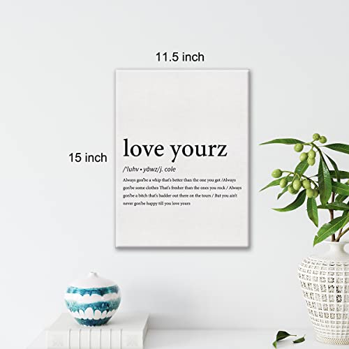 Music Quote Love Yourz Definition Painting Canvas Wall Art Office Home Decor Hip Hop Poster Picture Artwork 11.5"X15" (Wooden Framed) #TOP1