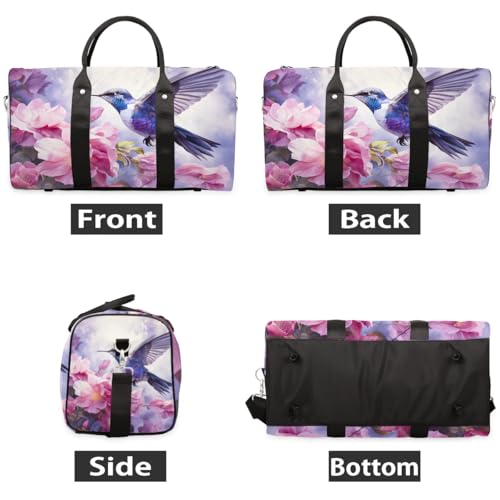 Travel Duffle Bag Flower Animal Bird Purple Sports Gym Bag for Women Men Gym Bag Weekender Overnight Bags Waterproof Carry On Tote Bag Workout Bag Dance Swimming Yoga Hospital Maternity Bag2