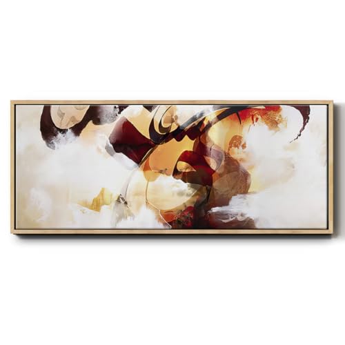 Renditions Gallery Abstract Floater Framed Wall Art A Colorful Arabic Calligraphy Wall Decoration Canvas Paintings for Home Office Hotel - 8"X20" NATURAL Frame GAL027