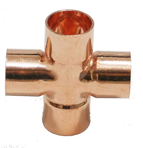 15mm Copper End Feed Equal Copper Cross 4 Way Plumbing Pipe Fitting (15mm)