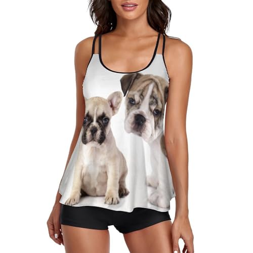 Maillot de bain tankini dissimulant les rondeurs avec robe de plage et shorty