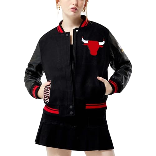 Trifoliate Women Basketball Chicago Varsity Jackets - ChiTown Black Sports Wool Letterman Jacket For Women