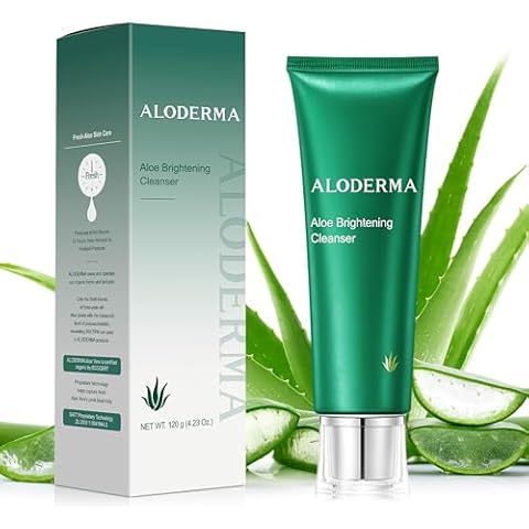 Aloderma Skin Brightening Face Cleanser Made with Organic Aloe Vera - Natural Brightening Daily Face Wash with Niacinamide & Papaya for Radiant Skin Tone - Natural Formula for Everyday Use, 4.2oz Cover