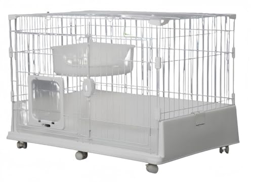 猫用ケージ 猫ケージ 大型 大型猫用ケンネル 1段 2段 3段 お手入れ簡単 多頭飼い おしゃれ キャスター 組み替え自由 幅広設計(ホワイト,101*66*69CM)