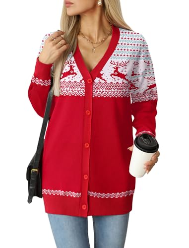 Jouica Women's Cute Cardigan Ugly Christmas Sweaters for Women 2024 Long Sleeve Funny Christmas Sweater3