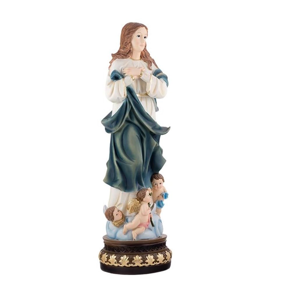 Virgen Inmaculada Figura 60 cm. Escultura ángeles peana Resina