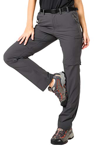 MIER Women's Convertible Hiking Pants Zip Off Stretchy Cargo Pants with 6 Pockets