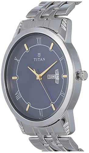 Titan Analog with Day and Date Blue Dial Stainless Steel Strap watch for Men-NS1774SM01 - Image 2