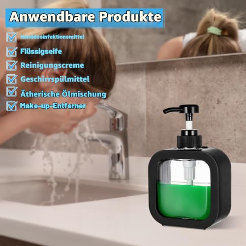 Aoyfuwell 4 Stück Seifenspender Set, 300ML Pumpspender Dusche, Duschgelspender, Leere Shampoo Flaschen zum Befüllen, Duschgel Spender, Spüli Spender Küche Bad Soap Dispenser(Schwarz, Weiß)