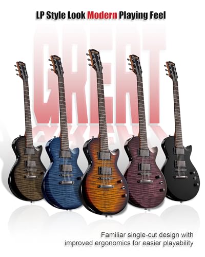Image of AKLOT 24-Fret Electric Guitar Kit - Single Cut (LP Style), Modern Playability with Coil-Split Humbucker Pickups, Essential Accessories Included, Inferno Burst