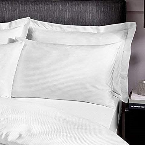Catherine Lansfield Fundas de Almohada de Rayas de satén, Blanco Cover