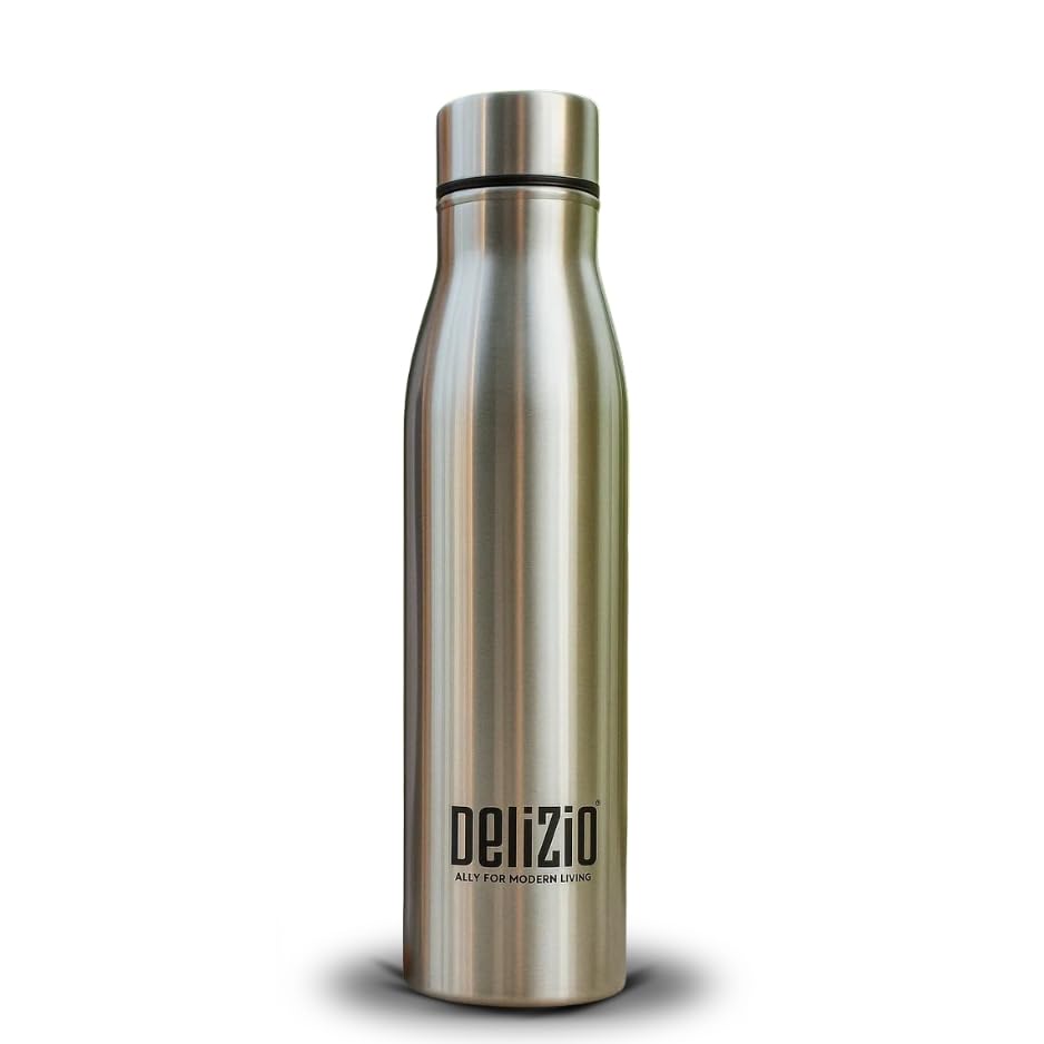 Image of KEMP DELIZIO Edition Stainless Steel Fridge Water Bottle 1000 ML | 1 L | Single Walled | Office | Gym | Travelling | Leak Proof LID | ECO Friendly | BPA Free | for Adult, Kids (COLA-4 Pack)
