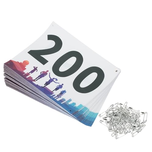 PATIKIL Tearproof Running Bib Numbers 7x6 Inch, 1-200 Waterproof Race Competitor Numbers with Safety Pin for Marathon Sports Game Competition Runner, Multicolor