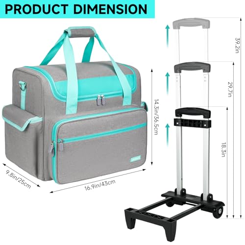 Image of Rolling Craft Bag, Craft Bag with Wheels for Scrapbook Supplies, Large Scrapbook Tote with 15.6'' Laptop Sleeve, Rolling Art Supply Storage for Scrapbooking Tools, Gray