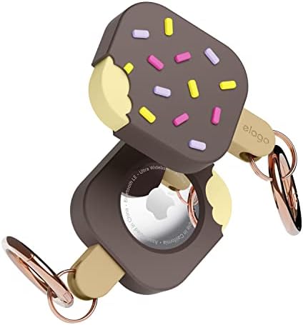 elago Etui na lody kompatybilne z brelokiem Apple AirTag, kompatybilne z etui AirTag - ochrona przed upadkiem, karabińczyk (klucze do toru, plecaki, torebki), urządzenie do śledzenia nie jest dołączone (ciemnobrązowe)