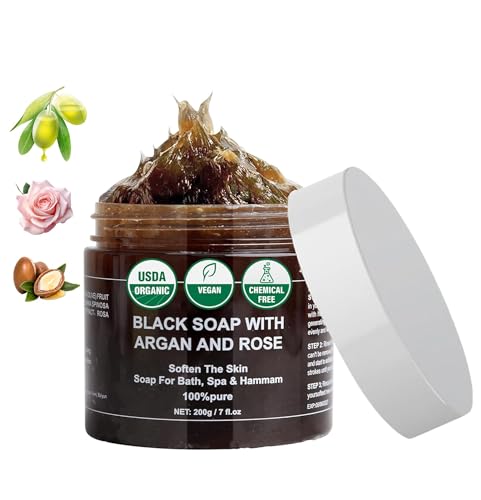 Veximind Morocco Black Beldi Soap Moroccan Black Soap for Hammam Spa Natural Exfoliating with Argan Deep Cleansing & Moisturizing for Face and Body Suitable for All Skin Types