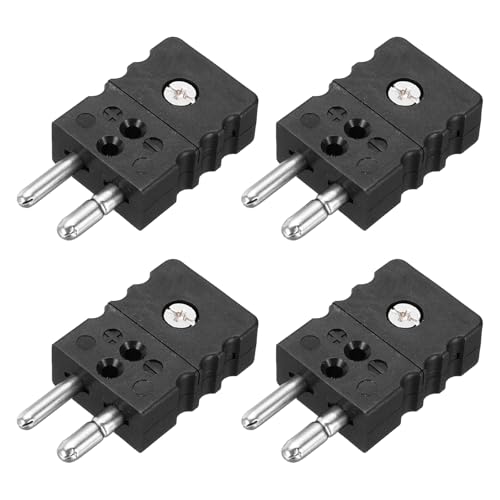 Connecteur mâle J pour thermocouple à broche ronde noir de sourcing map - Lot de 4 pièces 220°C