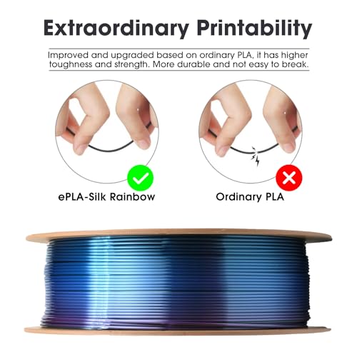 eSUN Silk Rainbow PLA Filament 1.75mm, filamento setoso multicolore per stampanti 3D PLA, colore sfumato che cambia bobina da 1KG (2.2 LBS) per stampanti 3D, Cosmico Arcobaleno