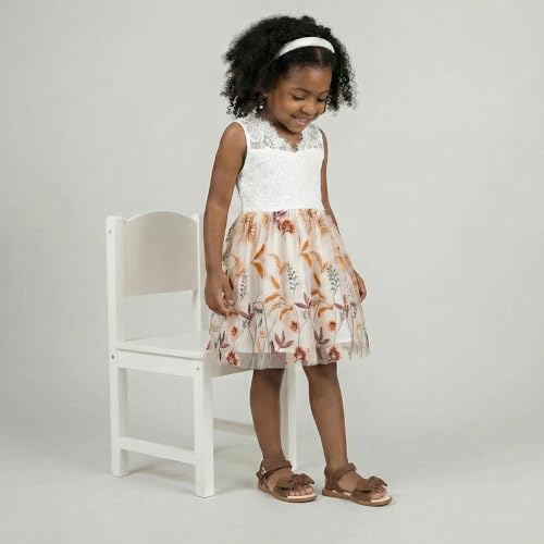 Image of THEE BRON Toddler Girls Sandals Wedding Flower Girl Dress Shoes Open Toe Flats