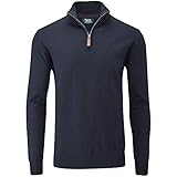 Charles Wilson Maglione Uomo Misto Cotone Zip Collo (Large, Dark Navy)