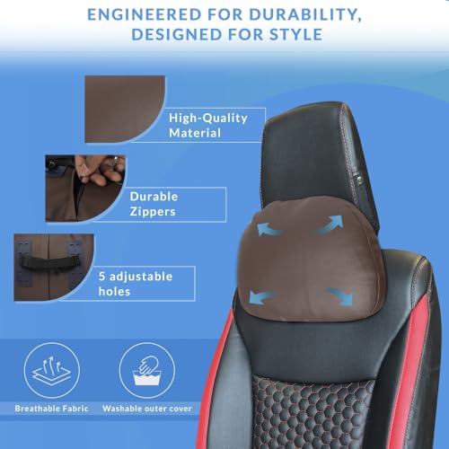 Image of Neodrift 'CloudFlex' Car Back Seat Neck Rest Cushion - Ergonomic Neck Support with Premium Fiber Fill, Pain Relief for Neck and Shoulder (Color-Brown)