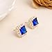 Sonateomber Gold Square Cubic Zirconia Moissanite Stud Earrings for Women, Sparkly Blue Sapphire Rhinestone September Birthstone Earings Birthday Prom Wedding Accessories Fashion Jewelry Gift