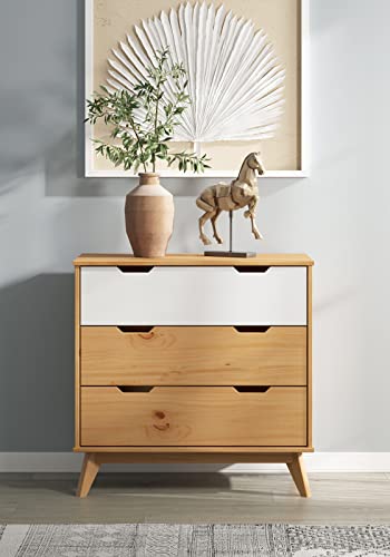 Casaria® Kommode 3 Schubladen FSC®-Zertifiziert Natur Holz Wohnzimmer Schlafzimmer