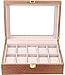 DFJU Boîte de Rangement pour vitrine à 10 Fentes, Couvercle en Verre, Montre Armoire verrouillable, Tapis Amovible, surmonté comme boîte de Rangement Cadeau