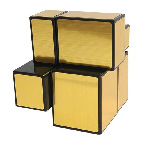 Image of Hawkister QiYi 2x2 Mirror Puzzle Cube Golden | High Speed 2x2x2 Shape-Mod | Metallic Gold Stickers & Anti-Pop Design, Smooth Turning Logic Brain Teaser for Kids & Adults Solvers