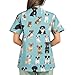 DNKZWUPUP Scrubs for Women Tops Plus Size V-Neck Short Sleeve Nurse Shirt Stretch Cute Dog Animal Print Nursing Scrub Shirts Petite Holiday Medical Uniforms with Pockets 23a-Cyan 2XL