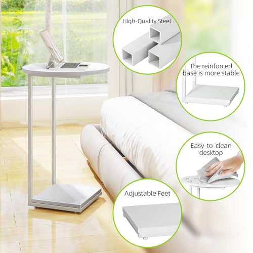DCLRN Small End Table,c Table End Table for Sofa,Round Coffee Table is Suitable for Living Room and Bedroom.(White) by DCLRN - Used condition - Image 4