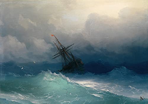 Art tableau navire mer agitée Ivan Ayvazovsky toile haut de gamme 60x90