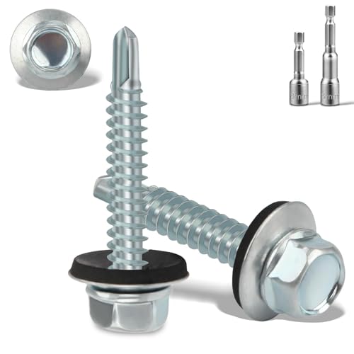 Tornillos Autotaladrantes 70 Pcs 4.8x35mm Tornillos Roscachapas 2 Vaso Taladro M8 Tornillo Panel Sandwich Tornillos Autorroscantes Metal Para Panel Sandwich Tejado Chapas Metalicas Aluminio Plata