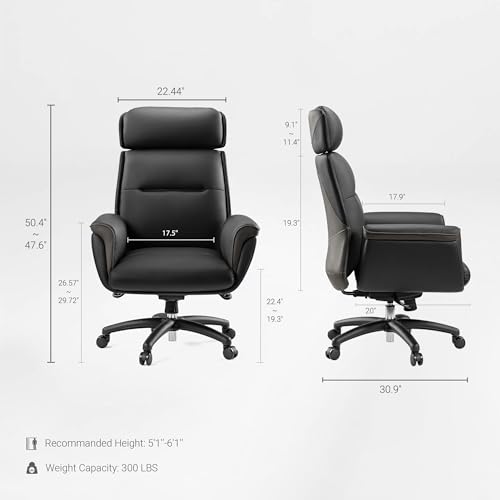 Image of EUREKA ERGONOMIC Royal Ergonomic Office Chair Executive Desk Chair, Microfiber Leather High Back Executive Chair Comfy Ergonomic 360 Swivel with Lumbar for Home Workshop- Black
